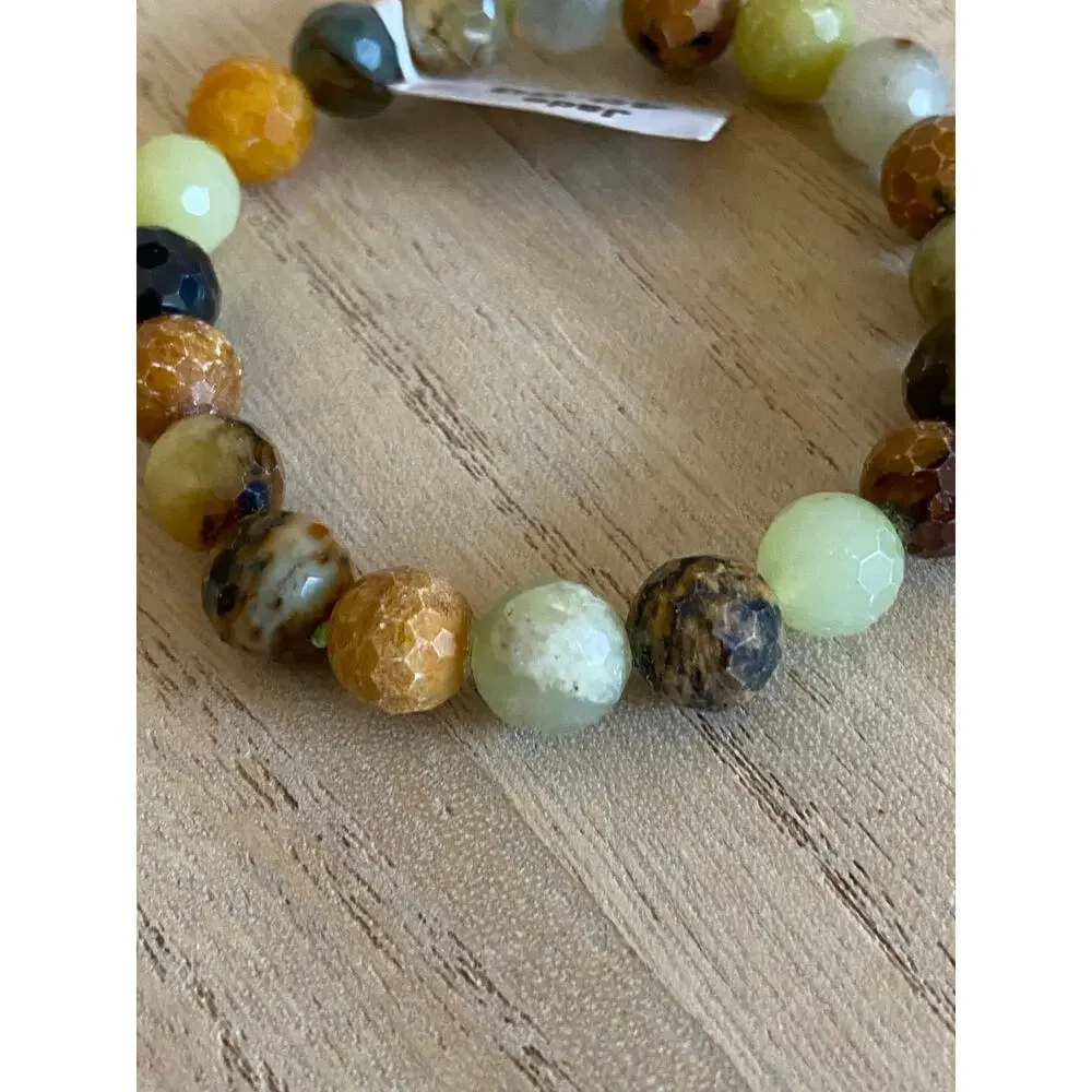 Jade Beaded Bracelet NEW 10 mm Earth tones 10mm - Picture 6 of 7